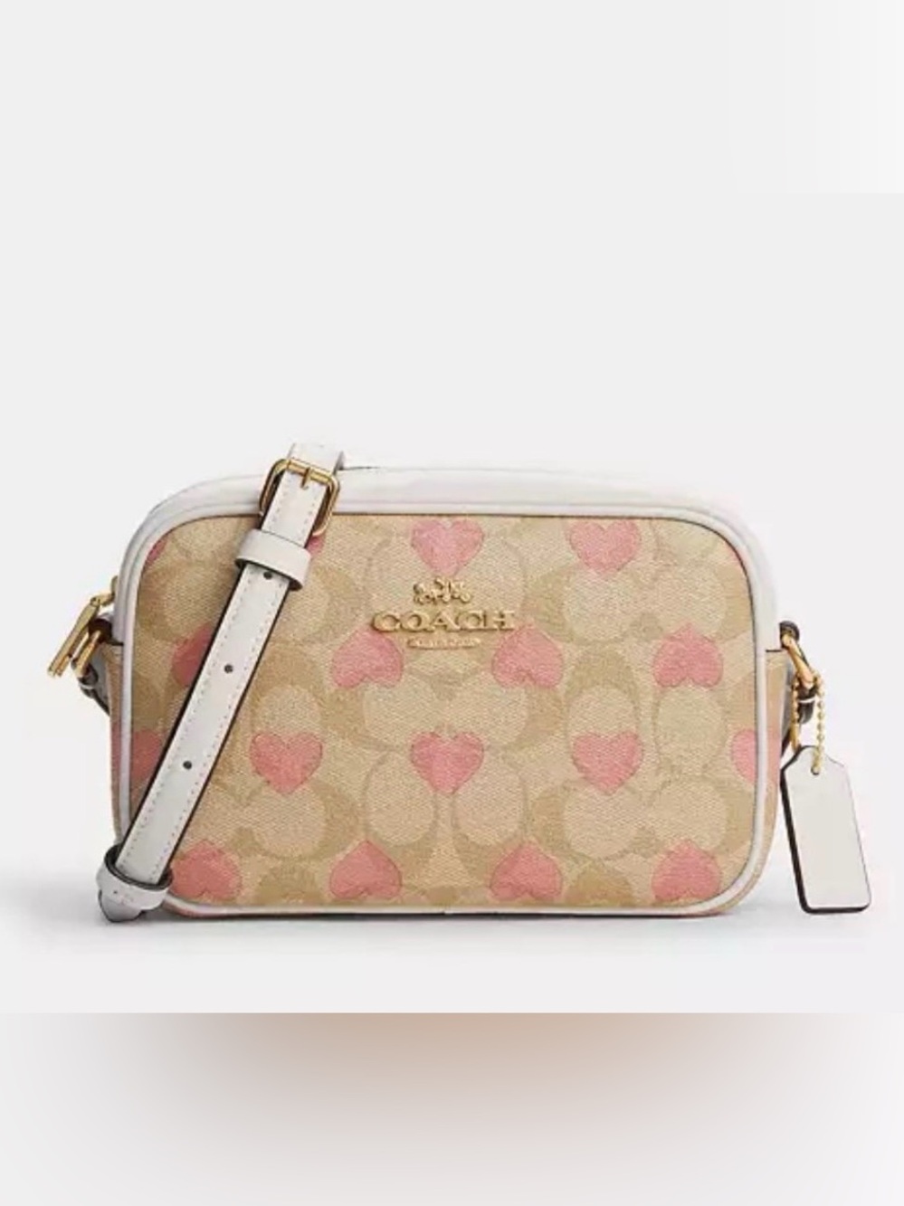 Coach Mini Jamie Camera Bag In Signature Canvas With Heart Print CO940 crossbody